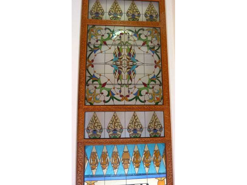 glass window-resto-gunungan-wayang toorop style-floral patern
